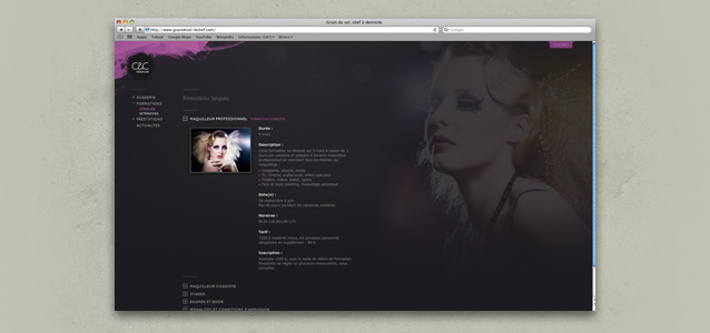 Acad�mie C&C maquillage, cr�ation du site web