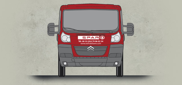 Face avant du v�hicule du Club des Sport de Val d'Is�re