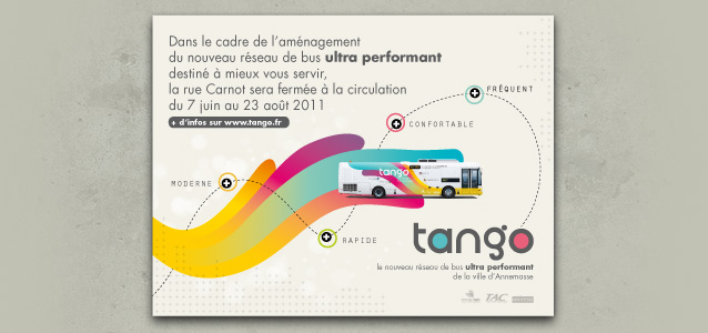 Panneau informatif Tango, le nouveau r�sau de bus BHNS de la ville d'Annemasse